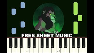 BE PREPARED from THE LION KING Disney Piano Tutorial with FREE Sheet Music pdf [upl. by Miof Mela1]