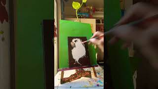 Lets Paint A Green Bird 🦜 acryliconcanvas [upl. by Nelle]