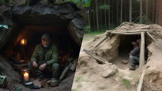 Building Baum Outdoor Bushcraft Cabin survival bushcraft shelter forest building [upl. by Froh]