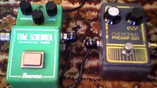 Vintage Ibanez Tube Screamer TS808 and vintage grey DOD 250 Preamp [upl. by Price292]