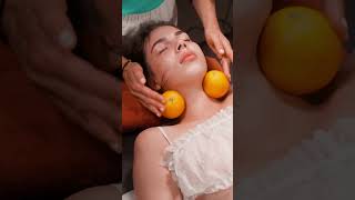 ASMR relaxing face and neck massage with oranges for Lisa asmrmassage [upl. by Anytsyrk]