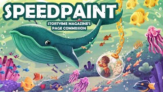 ☆ UNDER THE SEA SPEEDPAINT ☆  Storytime Magazine Page Commission  Gabi Tozati [upl. by Rafter]