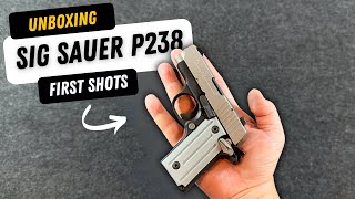 Tabletop Unboxing and First shots of Sig Sauer P238 [upl. by Onilecram]