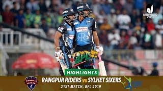 Sylhet Sixers vs Rangpur Riders Highlights  21st Match  Edition 6  BPL 2019 [upl. by Llennoj]