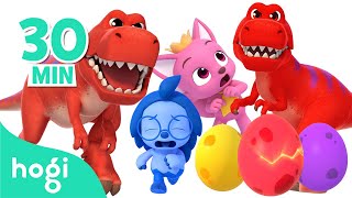 Dinosaurs for Kids｜Learn Colors with Dinosaur Race  Surprise Eggs｜Colors for Kids｜Hogi Pinkfong [upl. by Elsi711]