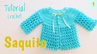 Como tejer un saquito chambrita a crochet Panal de Abeja 1 de 2 [upl. by Haig]