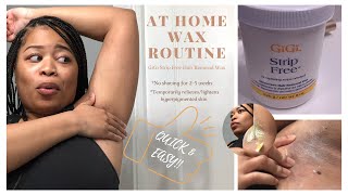 Athome Waxing Routine using Gigi strip free microwave wax Hyperpigmented skin care routine [upl. by Aseen791]