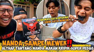 Nanda sampe nangis❗Althaf motovlog tantang nanda makan kripik terpedas sejagad sampe Nanda muntah [upl. by Bonnice]