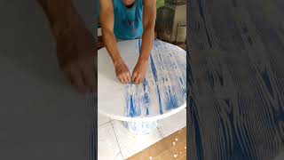 Concrete table hasping white overblue concretetable concretehasping diy foryourchannel [upl. by Watt149]