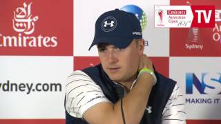 Jordan Spieth media conference before 2016 Emirates Australian Open Golf [upl. by Orecic427]