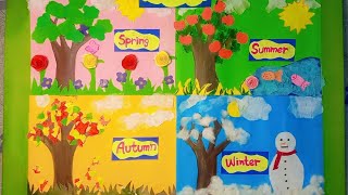 Seasons craftsSummerWinterSpring Autumn  seasons chart for classroom decorations [upl. by Llekim310]