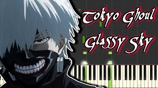 Old Version Tokyo Ghoul  Glassy Sky  Synthesia Piano Tutorial [upl. by Joan854]