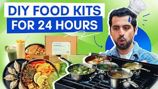 Eating only DIY Food Kits for 24 Hours  Cooking for 24 Hours 😍 [upl. by Hairam]