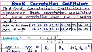 Spearmans Rank Correlation Coefficient  Problem 1  Rank Correlation Non repeated [upl. by Lyford]