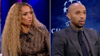 Thierry Henry refuses to answer Kate Abdo question about Arsenal during Champions League broadcast [upl. by Nwadrebma]