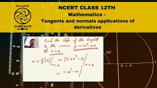 NCERT  CBSE Class 12 Mathematics  Tangents and normals applications of derivatives [upl. by Twelve697]