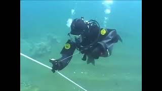 Female Diver is Diving with Viking HDS Rubber Drysuit and Interspiro Full Face Mask in Lake [upl. by Ahsasal]