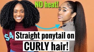 How to NO HEAT EASY Ombré Straight Ponytail on Black Curly Hair Protective Style [upl. by Kennan]