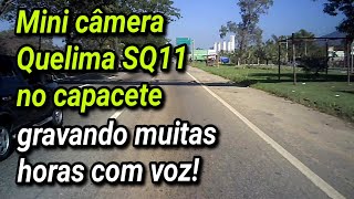 032  Mini câmera Quelima SQ11 no capacete gravando muitas horas com voz [upl. by Lerej]