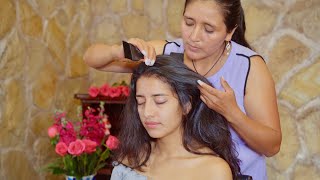 Esperanzas soft whispering ASMR massage and hair combing with nails for tingles and triggers 🥰 [upl. by Ahsimin]