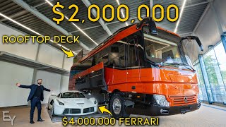 Touring a 2000000 Motorhome with a Secret HYPERCAR GARAGE [upl. by Jaimie]