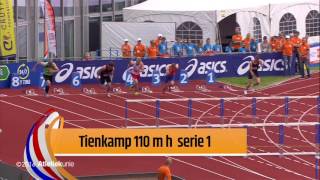 ASICS NK Atletiek 2016 Tienkamp 110 m horden serie 1 [upl. by Ilahtan]