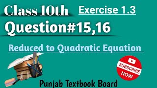 Math Class 10th  Exercise 13Question1516  Science Group  Punjab Textbook Board📚📘 [upl. by Salot]