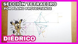 DIÉDRICO  sección💔 TETRAEDRO plano proyectante vertical🚀 [upl. by Willtrude265]