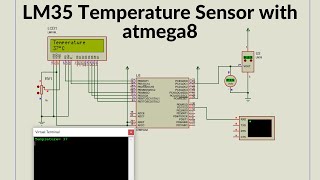 How to use lm35 temperature sensor with atmega8 [upl. by Ahsinom357]