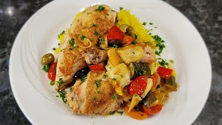 Easy Chicken Provençale Recipe  With Artichokes Olives Cherry Tomatoes [upl. by Erine]