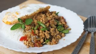 Thai Holy Basil StirFry Recipe Pad Kra Pao ผัดกะเพรา [upl. by Adehsor486]