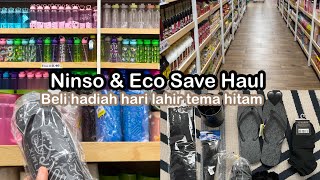 Ninso amp Eco save Haul  Beli hadiah untuk hari lahir bajet bawah RM50  Tema Hitam 🖤 [upl. by Atniuqal]