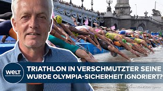 OLYMPISCHE SPIELE 2024 OlympiaTriathlon in Paris trotz verschmutzter Seine gestartet [upl. by Dominique]