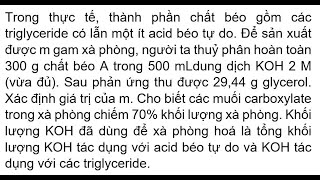 Trong thực tế thành phần chất béo gồm các triglyceride có lẫn một ít acid béo tự do Để sản xuất đư [upl. by Sev805]