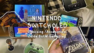 📦✨ UNBOXING PreOwned Nintendo Switch OLED  Accessories  Zelda Breath of the Wild Gameplay 🌬️🎮 [upl. by Scrogan]