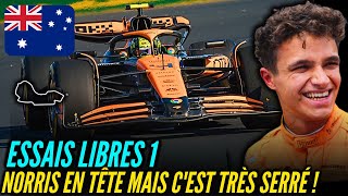 RÉSUMÉ ESSAIS LIBRES 1 GRAND PRIX DAUSTRALIE  NORRIS EN TÊTE MAIS LE TOP 6 EN MOINS DUN DIXIÈME [upl. by Rimola594]