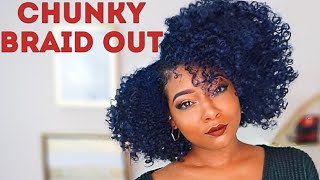 Quick Defined amp Fluffy Chunky Braid Out Natural Hair  Only 8 Braids Quick Curly Hairstyle [upl. by Aiela]