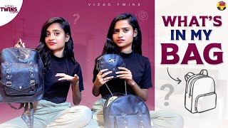 WHATS IN OUR BAG😱😩😂priyapriyanka vizagtwinsofficial twinsisters priyagokada vizag [upl. by Thedrick304]