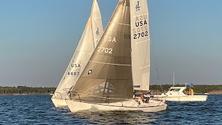 J24 short handed sailing with onboard crew discussion and tactics [upl. by Berti492]