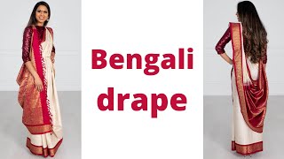 Bengali Drape  How to wear Saree for Beginners  Easy Saree Draping Tutorial  Tia Bhuva [upl. by Elokcin349]