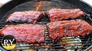 Brown Sugar Pepper Ribs Smoked On The Weber Kettle [upl. by Poulter]