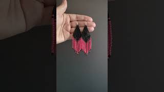 Seed bead earrings with fringes beading tutorial for beginners [upl. by Ameyn]