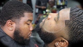 BURSTED TAPER FADE FADED BEARD BARBER TUTORIAL [upl. by Ahsilet]