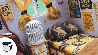 Harry Potter Themed Dollhouse Miniature Hufflepuff w Lights and Music Box [upl. by Magdalen819]