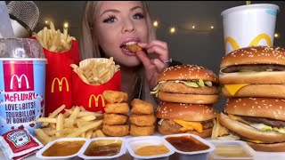 Hunnibee ASMR McDonalds cheeseburger chicken nuggets fries mukbang bites only [upl. by Amehsat]