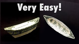 Easy Money Origami Boat How to Make Money Origami Easy Boat DIY Dollar Bill Origami Easy Tutorial [upl. by Geordie507]