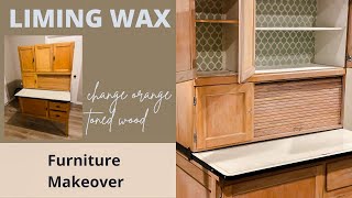 Liming Wax on Hoosier Cabinet to remove orange tint  stencil inside with paint [upl. by Aneetak]