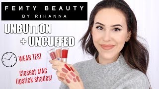 Fenty Stunna Lip Paint Uncuffed  Unbutton  Wear Test  Review [upl. by Ahsenit233]