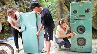 The girl helped the young man make a speaker with two huge bowls repair girl [upl. by Atikaj]