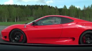 Ferrari 360 Stradale straight pipes vs Jaguar XKR Coupe 510 HP [upl. by Ettevol343]